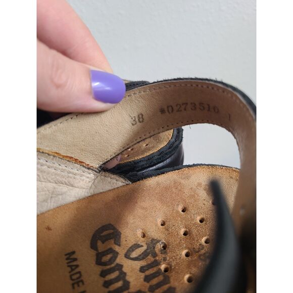 Finn Comfort Black Leather EU 38 US 7.5 Velcro Sandals Slip On Open Toe Shoes - Picture 7 of 8